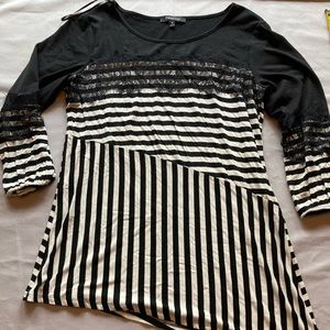 Lace Stripped Top by Relativity size Medium